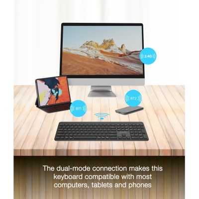 8. GEMBIRD BEZPRZEWODOWY ZESTAW KLAWIATURY + MYSZ SLIM PRO BUSINESS, DUAL MODE: 2,4 GHZ + BT, UKŁAD RU, KOLOR CZARNY