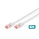 Kabel krosowy (patch cord) RJ45-RJ45, kat.6, S/FTP, AWG 27/7, LSOH, 2m, biały, 10szt