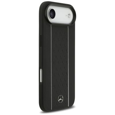 4. Etui Mercedes Leather Star Pattern Stripes MagSafe na iPhone Air - czarne