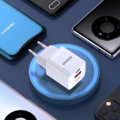 8. Ładowarka sieciowa GaN 33W PPS USB C/USB Dudao A13Pro - biała