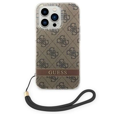 2. Etui Guess 4G Print Strap na iPhone 14 Pro Max - brązowe
