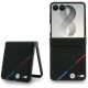 Etui BMW M Leather Perforated Tricolor Stripe Metal Logos MagSafe na Samsung Galaxy Z Flip 8 - czarne