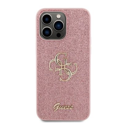3. Etui Guess Glitter Script Big 4G do iPhone 15 Pro - różowe
