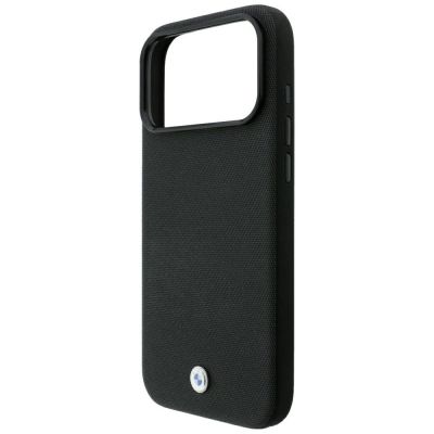 6. Etui BMW Kevlar Metal Logo MagSafe na iPhone 18 Pro / 17 Pro - czarne