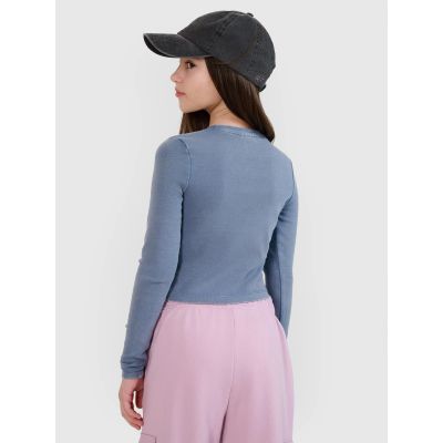 4. Longsleeve slim crop top gładki dziewczęcy 4F 4FJWSS25TLONF430-32S