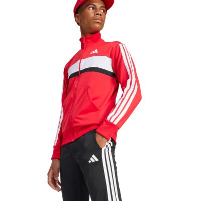 4. Dres dla dzieci adidas Seasonal Essentials Tiberio 3-Stripes Tricot czerwono-czarny JI6214