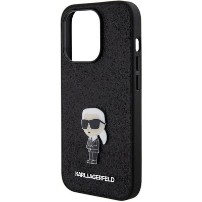 6. Etui Karl Lagerfeld Glitter Ikonik Logo Metal Logo na iPhone 15 Pro Max - czarne