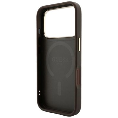 7. Etui Guess Embossed 4G Classic MagSafe na iPhone 17 Pro / 18 Pro - brązowe