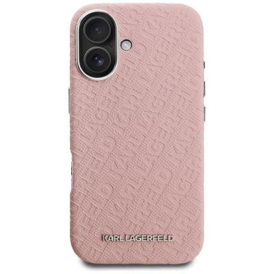 3. Etui Karl Lagerfeld FW Stamped Karl MagSafe na iPhone 16 - różowe
