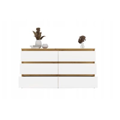 7. M6 MALWA KOMODA 140 CM 6 SZUFLAD ART/BIEL KOMPLET