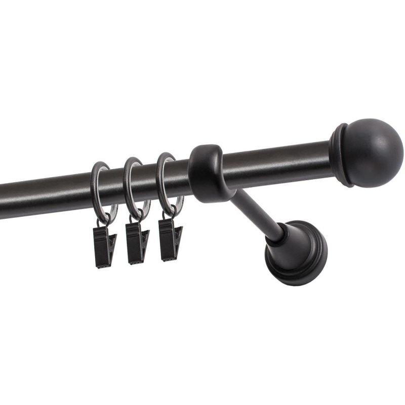 KARNISZ POJEDYNCZY FI 19 MM CZARNY 480 CM GAŁKA MAX Z KÓŁKAMI  KOWALSKI