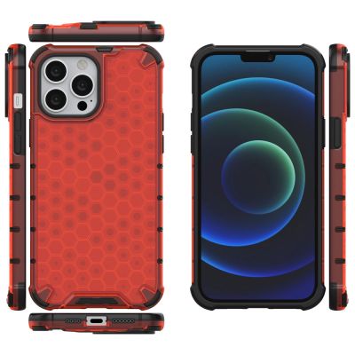 2. Honeycomb etui pancerny pokrowiec z żelową ramką iPhone 13 Pro Max czerwony