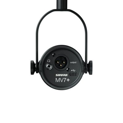 3. Shure MV7+-K-BNDL - Mikrofon lektorski/wokalny ze złączem XLR/USB-C Czarny + statyw biurkowy GATOR