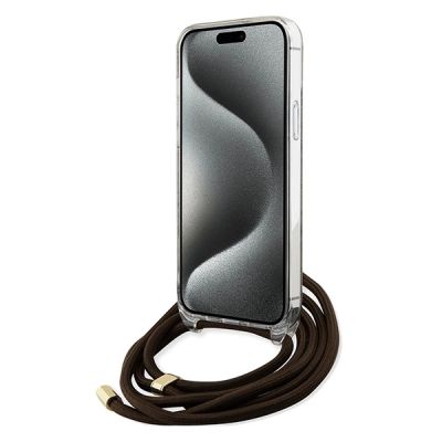 4. Etui Guess Crossbody Cord 4G Print na iPhone 15 Pro Max - brązowe