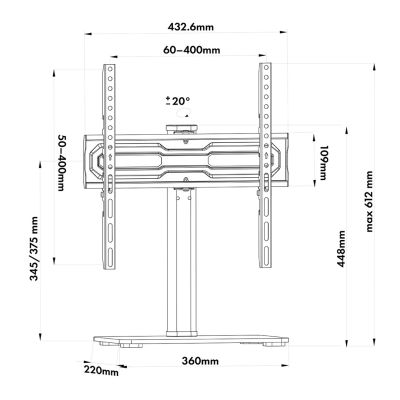 5. MACLEAN UNIWERSALNY STOJAK DO TV NA SZAFKĘ, , PODSTAWKA, MAX. 35 KG, OBRÓT 20 STOPNI, DLA TV 32-55" MC-132