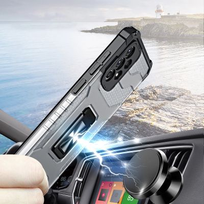 4. Crystal Ring Case pancerne hybrydowe etui pokrowiec + magnetyczny uchwyt Samsung Galaxy A72 4G niebieski