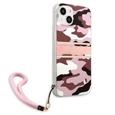 4. Etui Guess Camo Strap Collection na iPhone 13 mini - różowe