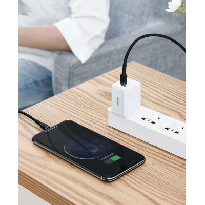 7. Kabel Baseus CATLKLF-G1 Lightning - USB-C PD QC 18W 480Mb/s 1m - czarno-szary