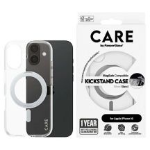 Etui CARE by PanzerGlass Feature Kickstand Case z MagSafe na iPhone 16 - srebrne