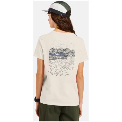 3. Koszulka z krótkim rękawem damska ODLO T-shirt crew neck s/s COTTON BLEND THERE'S MORE OUT THERE beżowa