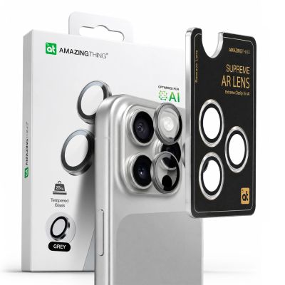5. Szkło hartowane AMAZINGTHING AR Aluminium 3 Lens Glass z ramką na soczewki aparatu do iPhone 16 Pro / 16 Pro Max - szare