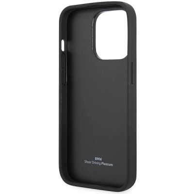 7. Etui BMW Leather Diamond Pattern na iPhone 14 Pro - burgundowe