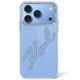 Etui Karl Lagerfeld IML Big Signature Resin Metal Frame na iPhone 17 Pro / 18 Pro - niebieskie