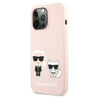 3. Etui Karl Lagerfeld Silicone Ikonik Karl&Choupette MagSafe na iPhone 13 Pro Max - jasnoróżowe