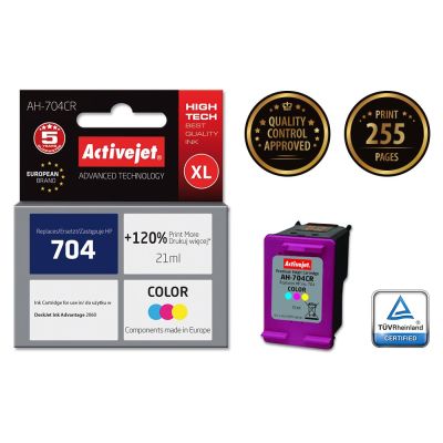 2. Activejet AH-704CR Tusz (zamiennik HP 704 CN693AE; Premium; 21 ml; kolor)