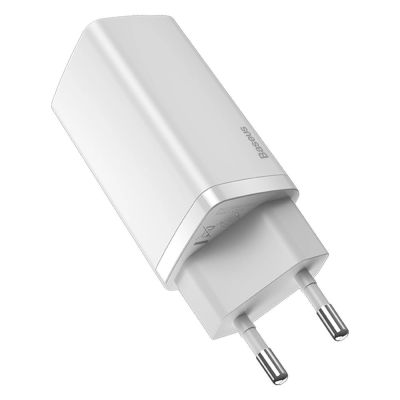 3. Baseus GaN2 Lite szybka ładowarka sieciowa 65W USB / USB Typ C Quick Charge 3.0 Power Delivery (azotek galu) biały (CCGAN2L-B02)