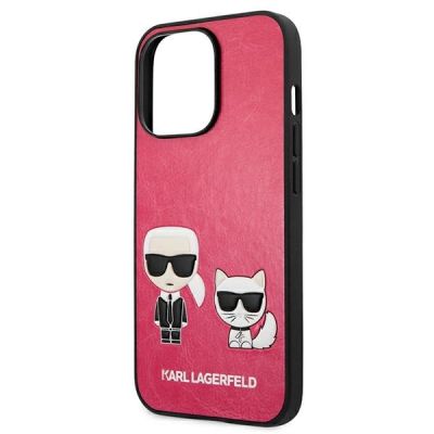 6. Etui Karl Lagerfeld Ikonik Karl&Choupette na iPhone 13 Pro / iPhone 13 - fuksjowe