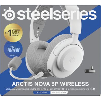 7. Słuchawki Steelseries Arctis Nova 3P Wireless for Playstation, białe
