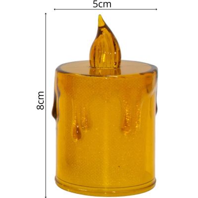 34. ŚWIECA DEKORACYJNA 8 CM AMBER CIEPŁY BIAŁY 1 LED