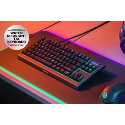 2. Klawiatura gamingowa SteelSeries Apex 3 Tenkeyless Klawiatura do gier Światło LED RGB Amerykańskie przewodowe przełączniki Whisper-Quiet