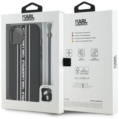 7. Etui Karl Lagerfeld Saffiano Athleisure Stripes Cord na iPhone 15 - różowe