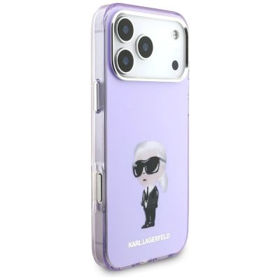 4. Etui Karl Lagerfeld IML Aquarelle Karl & Choupette & Logo MagSafe na iPhone 17 Pro Max - fioletowe