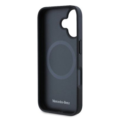 7. Etui Mercedes Plain Smooth Leather MagSafe na iPhone 16 - czarne
