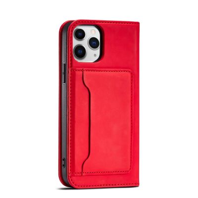 6. Magnet Card Case etui do iPhone 12 Pro pokrowiec portfel na karty kartę podstawka czerwony