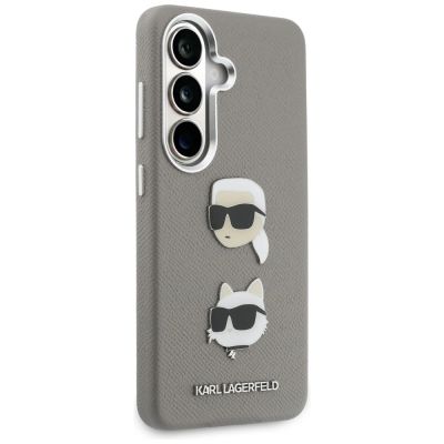 4. Etui Karl Lagerfeld Saffiano Double Heads Metal na Samsung Galaxy S26 - srebrne