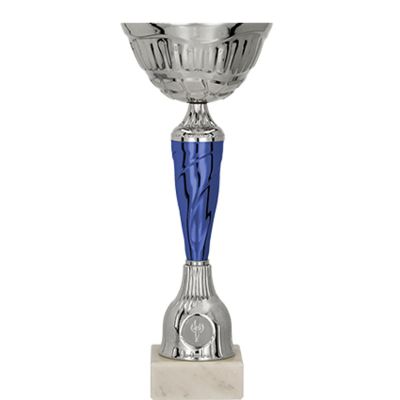 3. Puchar metalowy srebrno-niebieski