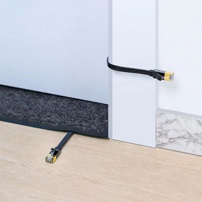 21. Ugreen płaski kabel przewód internetowy sieciowy Ethernet patchcord RJ45 Cat 7 STP LAN 10 Gbps 3 m czarny (NW106 11262)