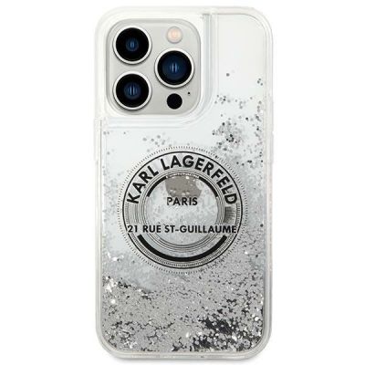 3. Etui Karl Lagerfeld Liquid Glitter RSG na iPhone 14 Pro Max - srebrne