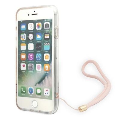 5. Etui Guess 4G Print Strap na iPhone SE 2022 / SE 2020 / 7 / 8 - różowe