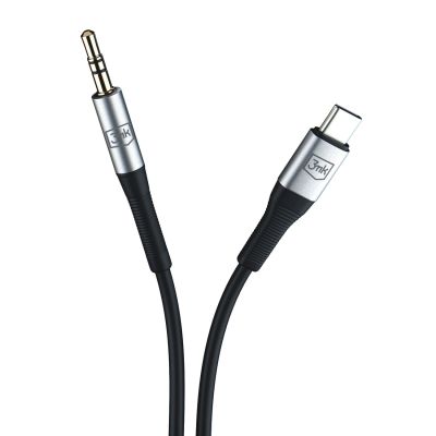 9. Kabel 3mk AUX minijack 3.5 mm / USB-C - srebrny