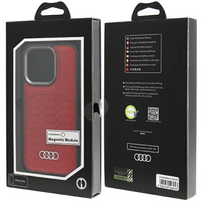 7. Etui Audi Synthetic Leather z MagSafe na iPhone 15 Pro - czerwone