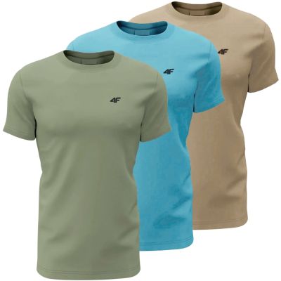 T-shirt męski (ZESTAW KOSZULEK 3 SZT.) 4F 4FWSS26TTSHM4481-90S