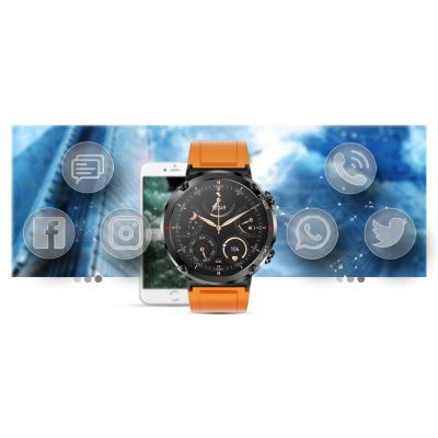 12. Smartwatch Gravity GT21-2 + Pomarańczowy Pasek Silikonowy