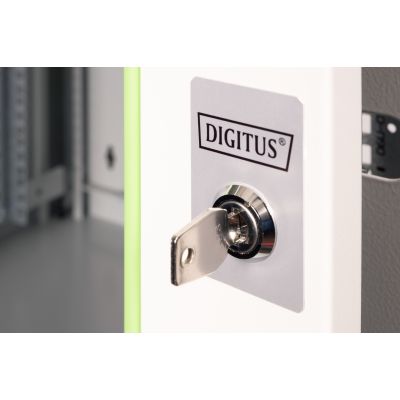 12. Digitus Szafa sieciowa wisząca Unique 19" 12U rack 600x450, drzwi szyba, szary, niedzielona, złożona, 100kg