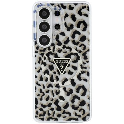 3. Etui Guess IML Leopard Print Triangle MagSafe na Samsung Galaxy S26 Ultra - czarne