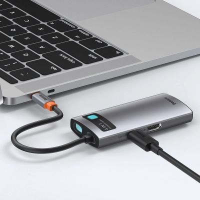 11. Baseus Metal Gleam 4w1 wielofunkcyjny HUB USB Typ C - USB Typ C Power Delivery 100 W / HDMI 4K 30 Hz / USB 3.2 Gen 1 / USB 2.0 (CAHUB-CY0G)